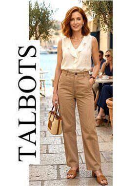 (3 for $30) TALBOTS - Tan coloured long length high waisted pants